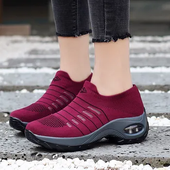 

Sneakers Women Tennis Shoes Basket Femme Thick Bottom Platform Wedge Lace-Up Breathable Woman Shoes Ladies Heightening Shoes