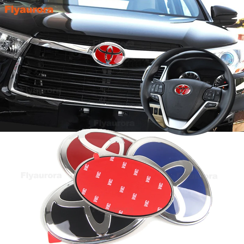 

Logo Emblem Grille Front/Trunk Rear Badge Steering Wheel Logo For Toyota corolla rav4 CRUSER PROADO CAMRY CROWN HIGHLANDER VIOS
