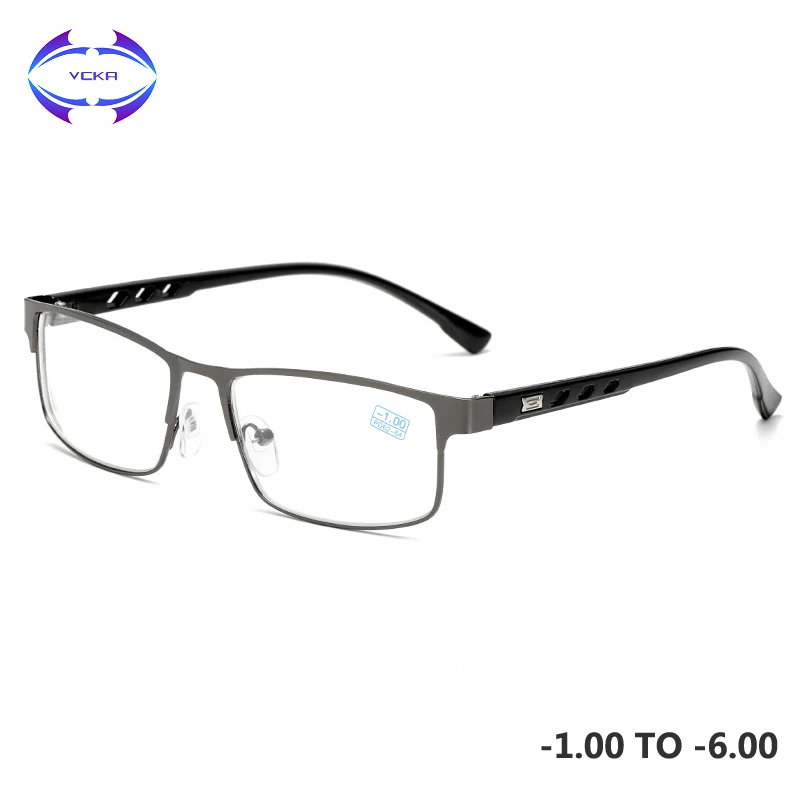VCKA-1-1,5-2-2,5-3-3,5-4 до-6,0 готовые очки для близорукости женские мужские металлическая оправа Ретро квадратные студенты очки для близорукости Unise