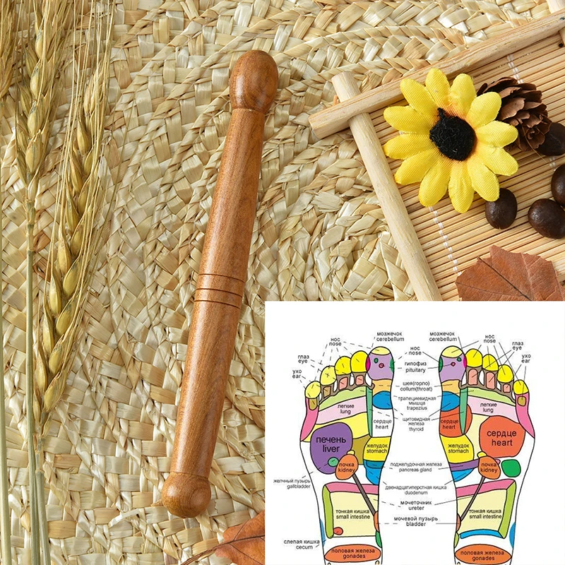 

1CS Original Wooden Foot Body Massage Stick Relieve Muscle Soreness Relaxing Tool Acupuncture Foot Reflexology Massager