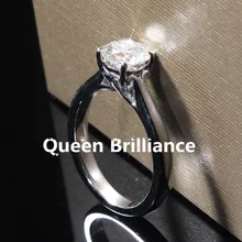 Queen Brilliance 1 Carat ct F Color Engagement Wedding Lab Grown Moissanite Diamond Ring Solid 14K 585 White Gold For Women