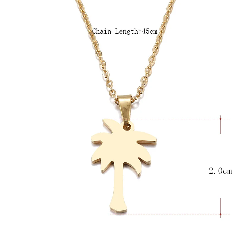 Hibobi Necklace Women Stainless Steel Jewelry Coconut Tree Trendy Necklaces Pendants Donot Fade Valentine's Day Gift (3)