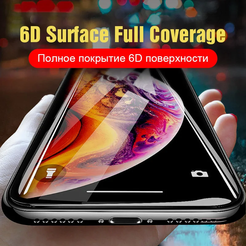 6D Protective Glass On the For iPhone 7 6 XS MAX Screen Protector Full Cover Curved Tempered Glass For iPhone 6 s XR X 10 8 Plus (2)