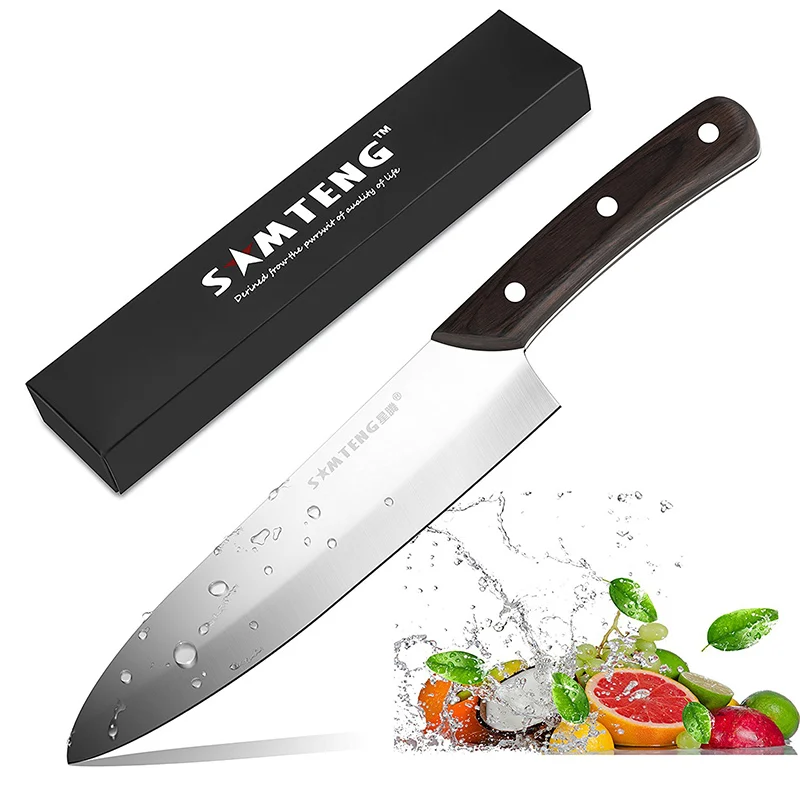 Free shipping 7 inch mahogany handle Chef knife Frozen meat cutter