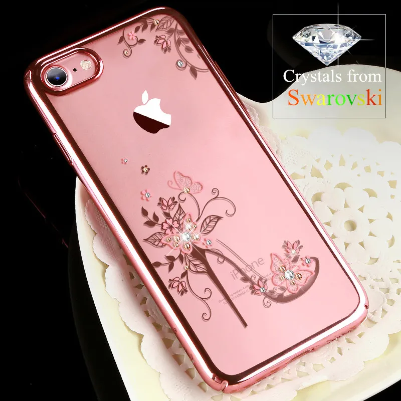KAVARO для iPhone 7 8 Plus кристаллами от Swarovski Алмазный Блеск цветочный чехол плюс крышка