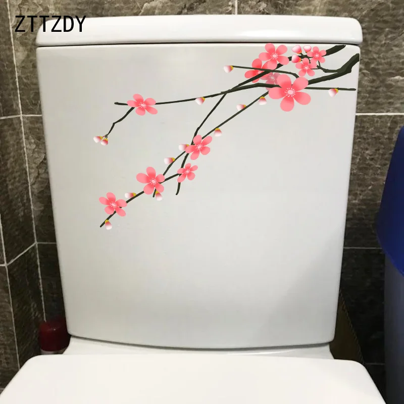 ZTTZDY 16*22 7 см ветка цветущей вишни креативный туалет Настенная Наклейка для дома