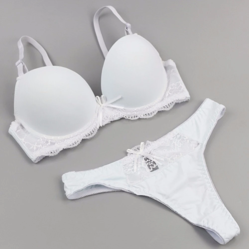 Women Underwear Solid Vs Bra Thong Sets Sexy Lingerie Suit Lace Bra And Panties Female Push Up Bra Set Plus Size underwear set