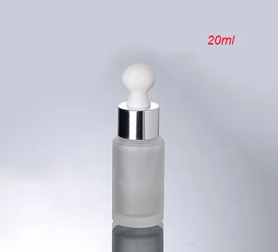 

100 шт. 20 мл матовый стеклянный флакон-капельница с блестящей серебристой и белой крышкой, стеклянная бутылка-капля 20 мл в упаковке, стеклянная бутылка 20 мл