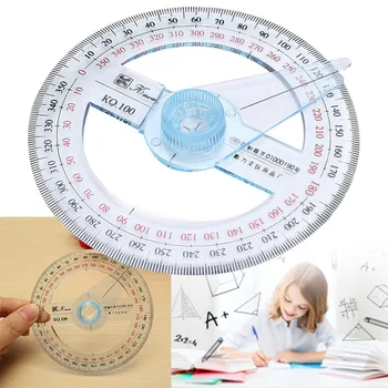 

Plastic 360 Degree Protractor Round Ruler Gauge Angular Learning Education
