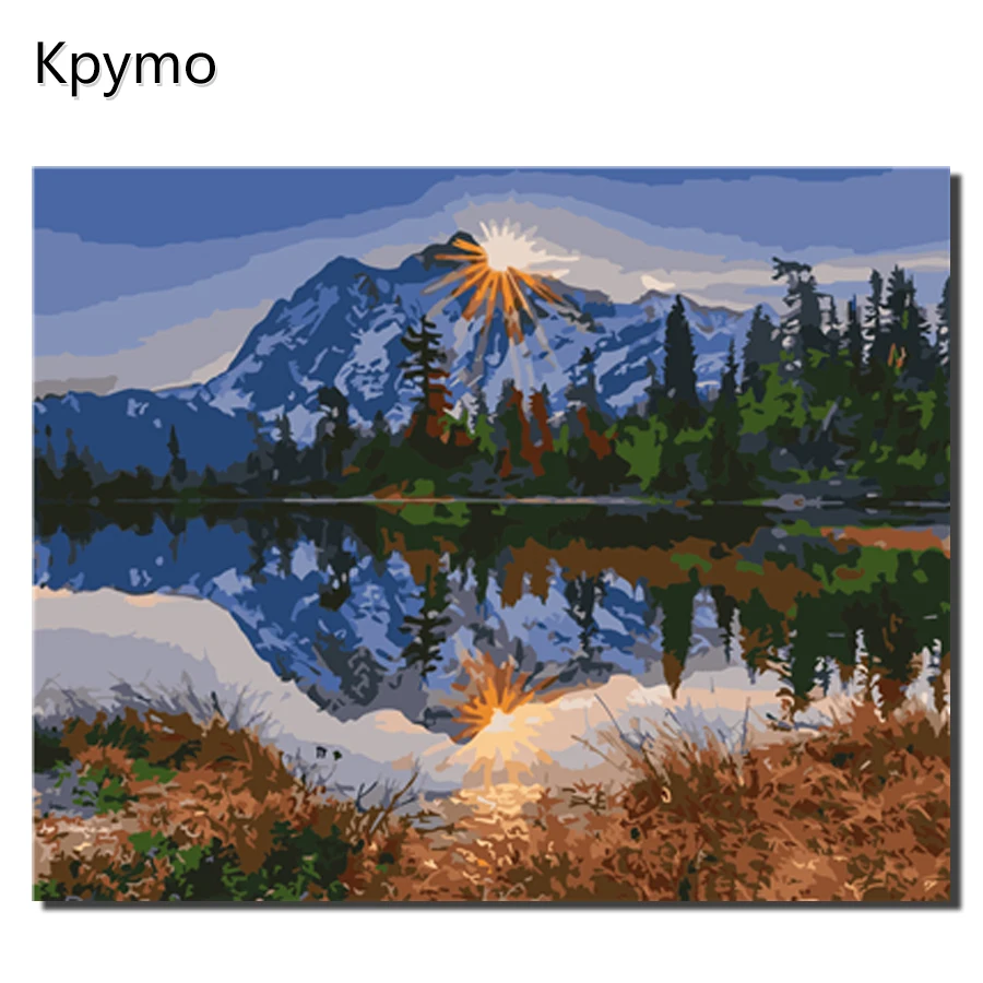 

Kpymo Frame Painting By Numbers Oil Paint Wall Art Pictures Decor For Home Decoration Landscape Framed Pictures Color Numbers