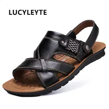 LUCYLEYTE2018 новая весенняя Мужская Уличная обувь мужская кожаная прогулочная пляжная обувь для прогулок полиуретановые Тапочки