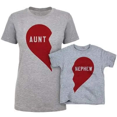 Новинка года; одинаковая футболка для всей семьи; топ с надписью «Тетя», «любовь», «сердце»; летняя семейная футболка; одежда