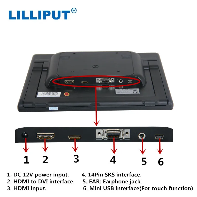 Lilliput 9," 5-проводная резистивная HDMI Сенсорный экран монитор FA1000-NP/C/T с соответствуют IP62 Стандартный