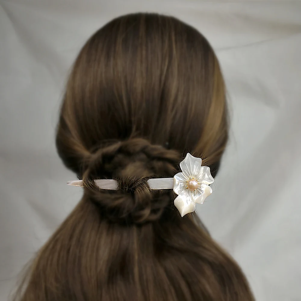 Пресноводный жемчуг, свадебные заколки для волос, ювелирное изделие, натуральная оболочка, цветок, свадебная заколка для волос, Pince Femme Bijoux Cheveux Mariage WIGO1412