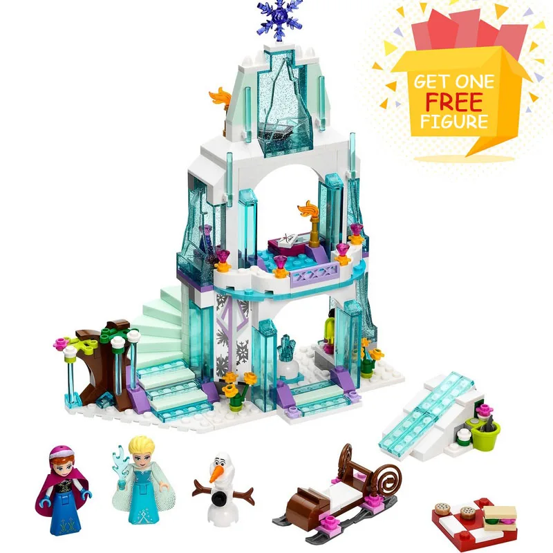

Frozening Compatible Legoe Friends Elsa's Sparkling Ice Snow Castle Anna Princess Girls Building Blocks Bricks toys for children