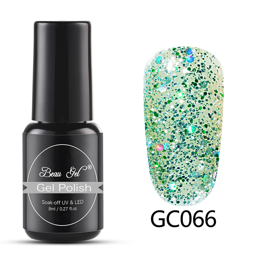 Beau гель 8 мл блеск алмазная пилка для ногтей Гель-лак многоцветный маникюр с блестками, блестящие, для дизайна ногтей замочить от УФ-гель Лаки лак - Цвет: GC066
