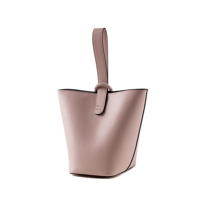 

LOEIL Solid color bucket bag leather fashion tide handbag shoulder bag Messenger bag