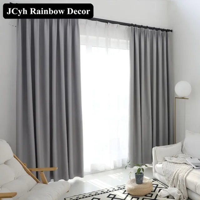 Us 7 16 28 Off Solid Plain Blackout Curtains For Window Bedroom The Living Room Kitchen Curtain Decoration Fabric Blinds Cloth In