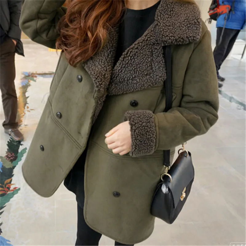 

New Women's Winter Jacket Wadded Padded Cotton Outerwear Female Thick Suede Coat Loose Parkas Ladies Clothing Large Size LQ108