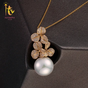 

[NYMPH] Natural Sea Pearl Necklace Pendant 9-10mm Tahitian Pearl Round Pearl Pendant Trendy Party Gift For Women D308