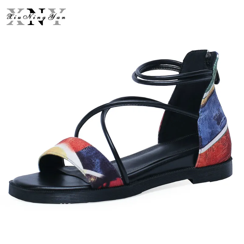 

Fashion Mixed Colors Back Zipper Women Sandals Vintage Design Pu Leather Women High Heels Office Lady Basic Ladies Shoes Woman