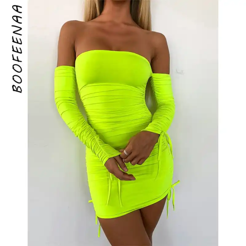 lime green ruched dress