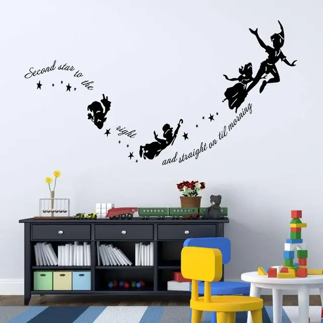 Us 7 35 Peter Pan Vinyl Decals Baby Stickers Nursery Bedroom Wall Art Mural Children Bedroom Wall Sticker Cartoon Decoration Home Decor In Wall