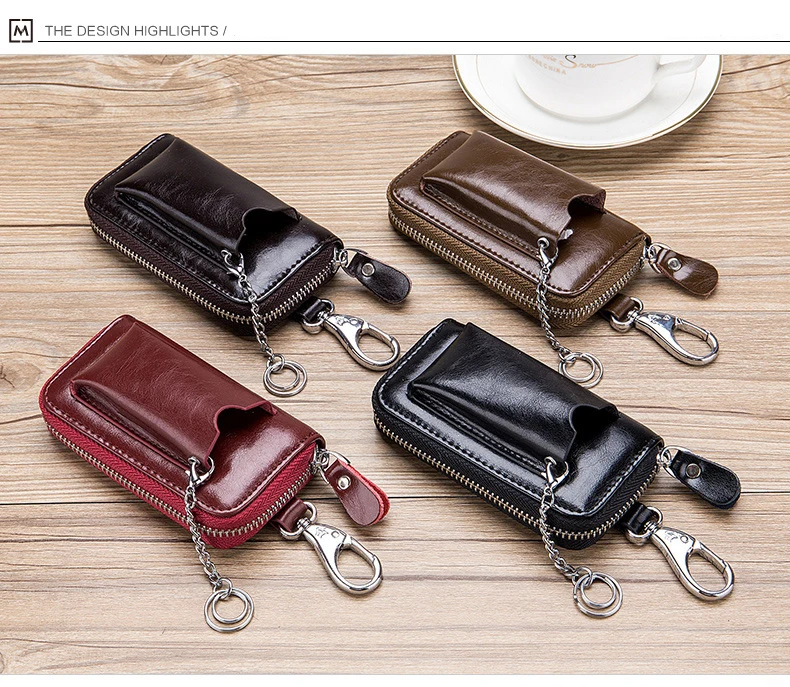 SOUTH GOOSE New Fashion Men Car Key Holders Genuine Leather Multifunction Zipper Home Key Case Housekeeper Women Key Coin Purse