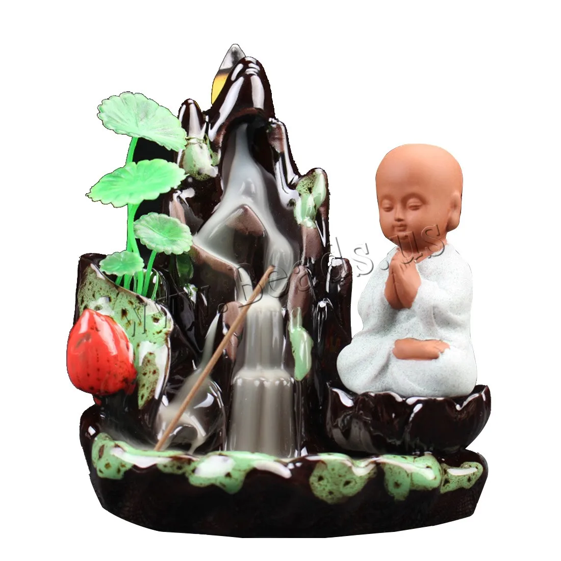 The Little Monk Backflow Incense Burner Glass Flower Pot Plant Container Ceramic Smoke Waterfall Incense Holder Home Decor Gift