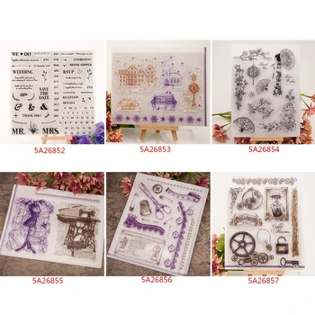 

Scissors Ruler Clear Silicone Seal Stamp DIY Album Scrapbooking Photo Card Decor