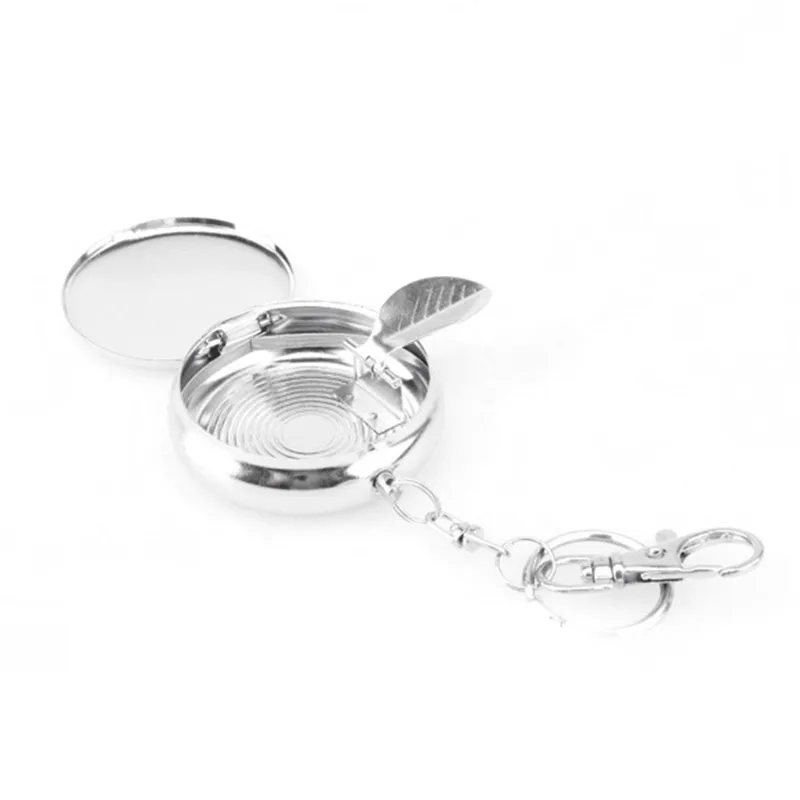 

Pocket Stainless Steel Round Cigarette Ashtray With Keychain AU11