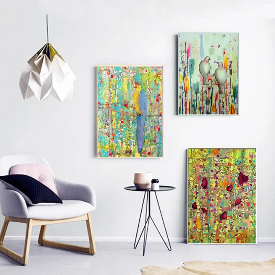 Джунгли птица акварельная картина на холсте Wall Art Nordic украшения дома Современные
