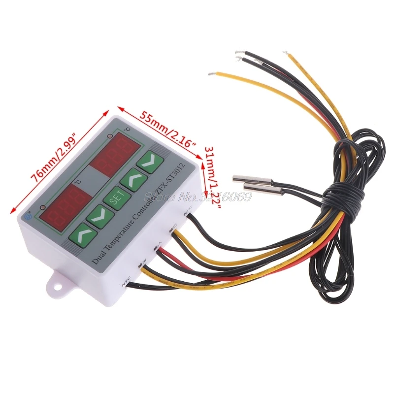 AC 220V DC 12V 24V цифровой двойной регулятор термостата реле температурный контроллер