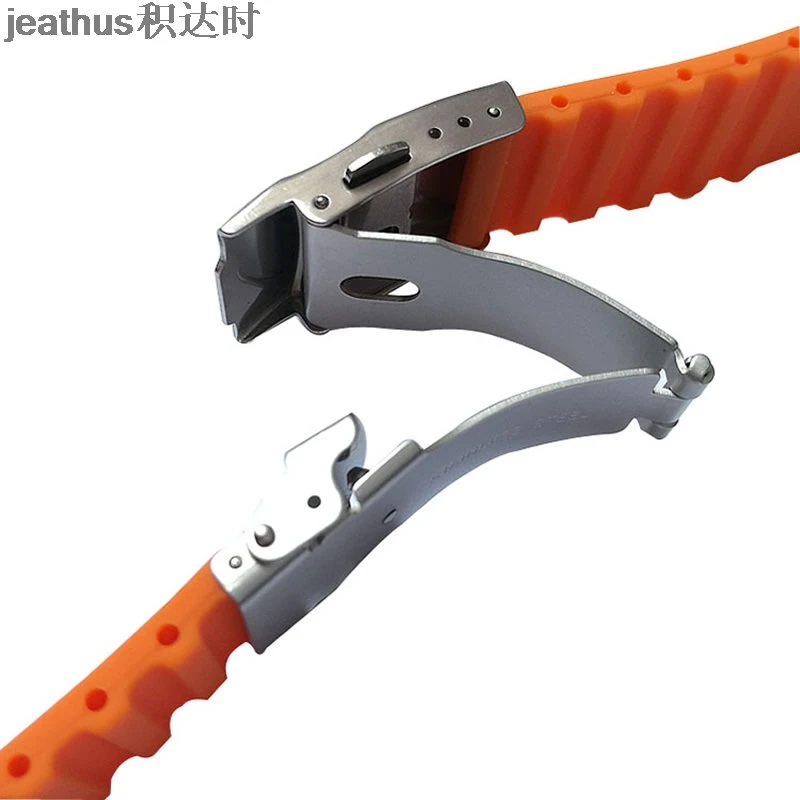Ремешок для часов Jeathus черная оранжевая синяя силиконовая резина