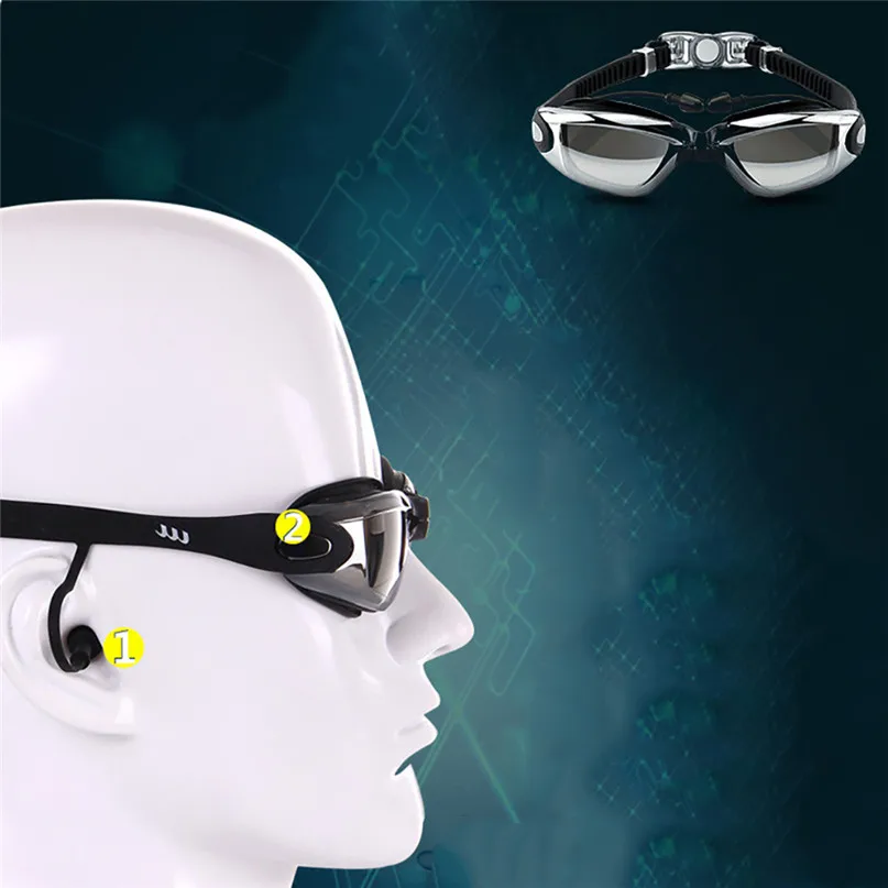 Comfortable Swimming Goggles Anti-fog Swimming Goggles Men Women Adult Swimming Glasses With Ear Plug #2y17  (6)