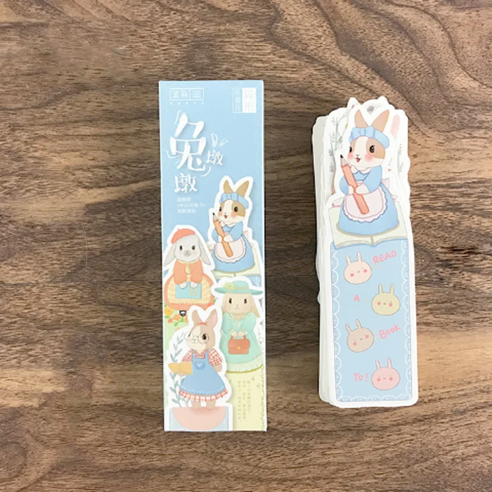30 шт./упак. Kawaii Милая Закладка для книги с изображением кролика бумажные закладки рекламные подарочные канцелярские принадлежности Bookmarks для книжных маркеров