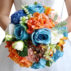 Оранжевые Свадебные цветы Свадебные букеты пион Свадебный букет аксессуары синий свадебный букет для невесты