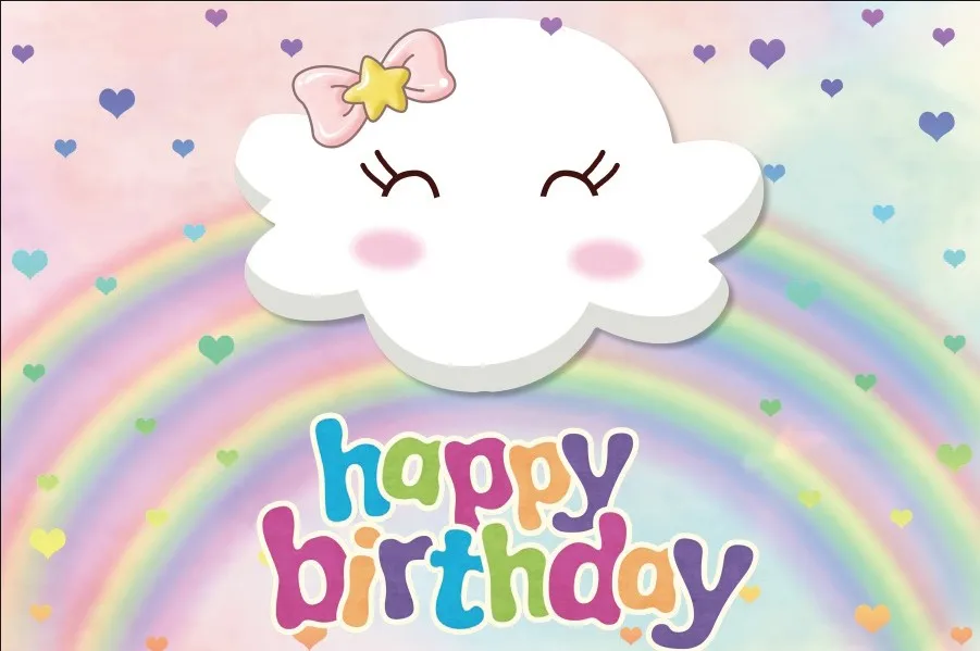 Laeacco Cartoon Rainbow Cloud Stars Baby Birthday Photography Backgrounds Customized Photographic Backdrops For Photo Studio