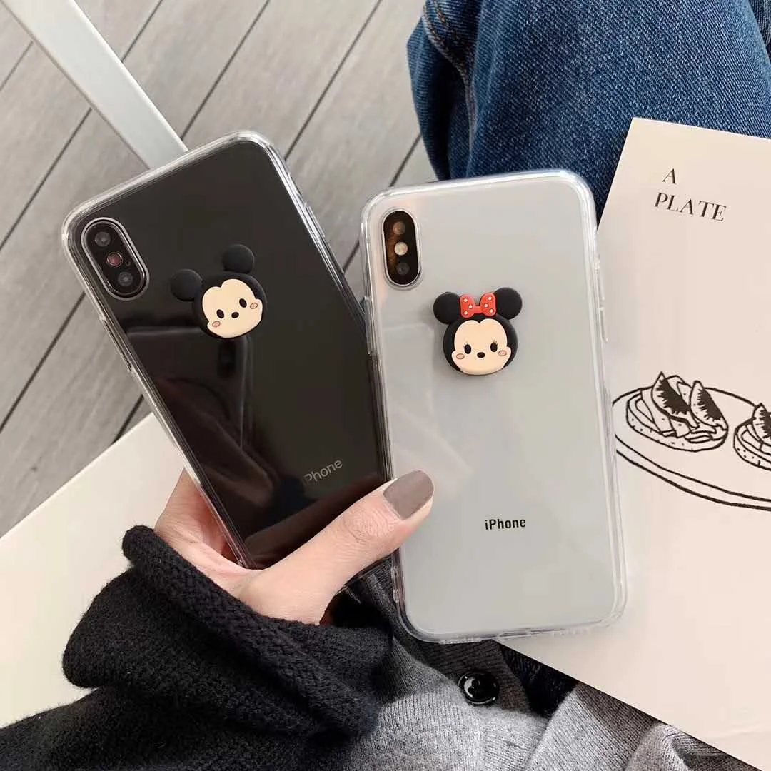

Disneys transparent 3D cartoon Minnie Crayon Shinchan soft shell phone case for iphone X XR XS MAX 7 8 6 6S plus silicone cover