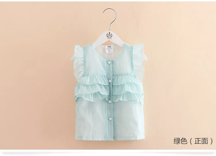 2018 Hot Summer New Design 2 3 4 6 8 9 10Years Thin Sweet Cute Solid Color Short Fly Sleeve Blouse Baby Kids Girls Chiffon Shirt (10)