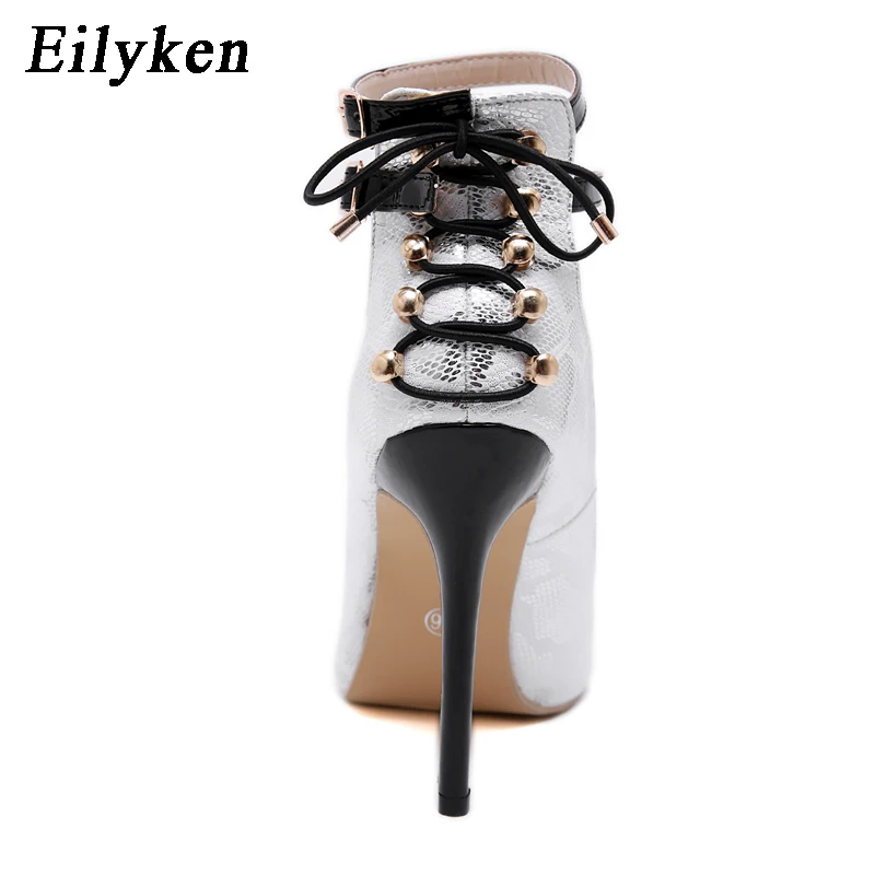 Eilyken 2019 New Design Autumn Rivet Serpentine Pumps Sandals 11.5CM Fashion Pointed Toe Buckle Strap Thin Heel Woman Shoes
