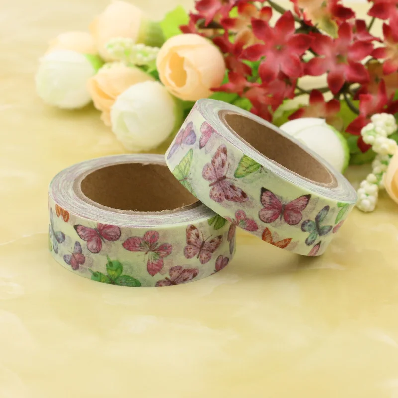 1PC 15MM*7M Foil Flowers Washi tape set gold foil laser masking tape for  Scrapbooking