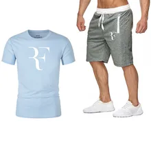 Бренд EF футболка мужские наборы Модный летний хлопковый спортивный костюм с коротким рукавом футболка+ шорты мужские комплекты из 2 предметов повседневная одежда