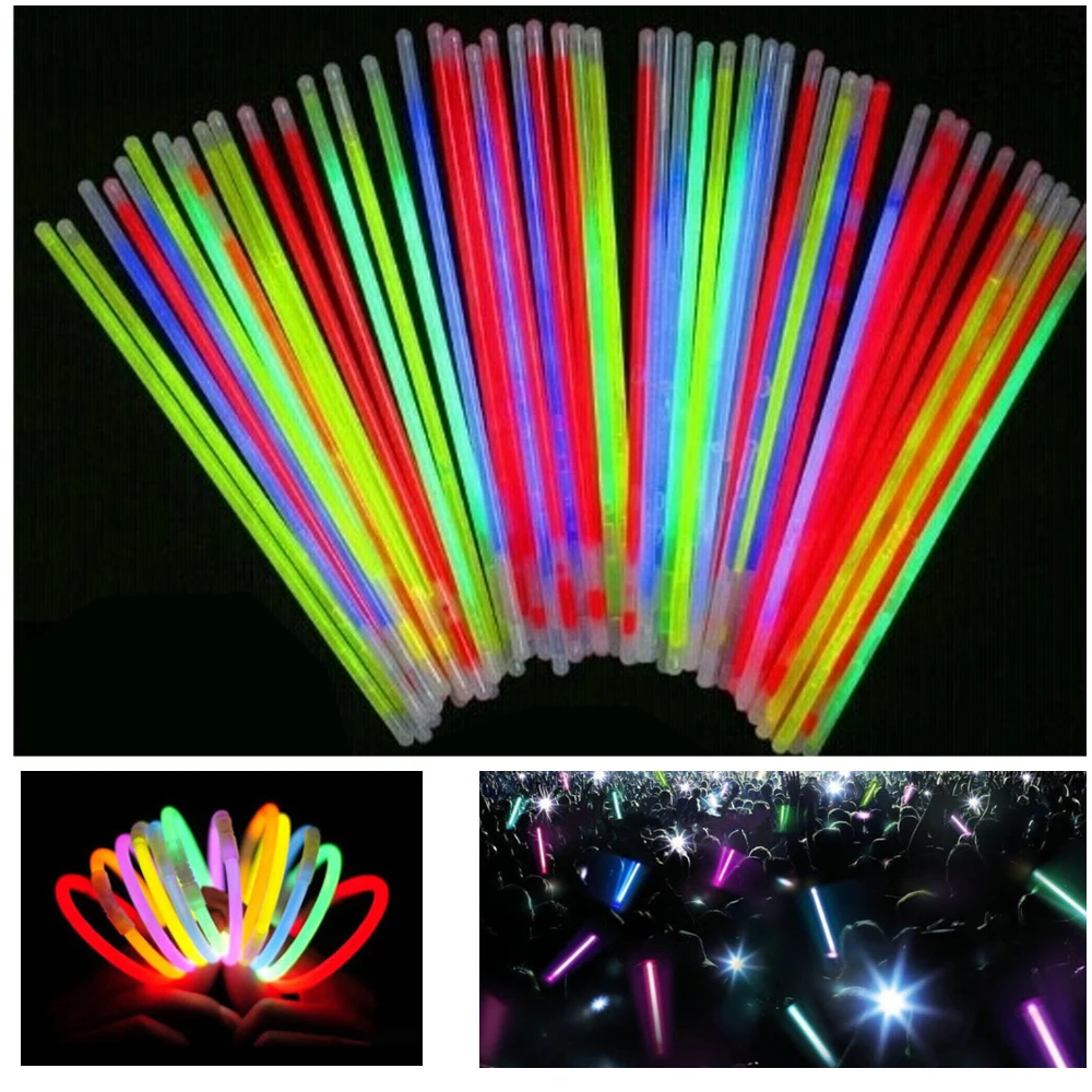 

50pcs/lot Christmas Party Concert Supplies Fluorescent Bracelets Glow Sticks Wedding Party Decoration Night Light Sticks
