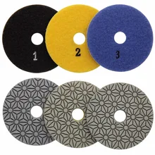 ウェットダイヤモンド研磨パッド 4 インチ 3 ステップ石御影石大理石ダイヤモンド研磨工具(China)