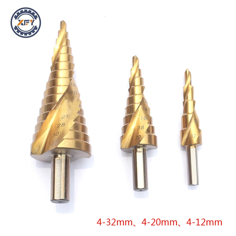 

3pcs/Set 4-32/20/12mm HSS Spiral Grooved Center Drill Bit Solid Carbide Mini Drill Accessories Titanium Step Cone Drill Bit