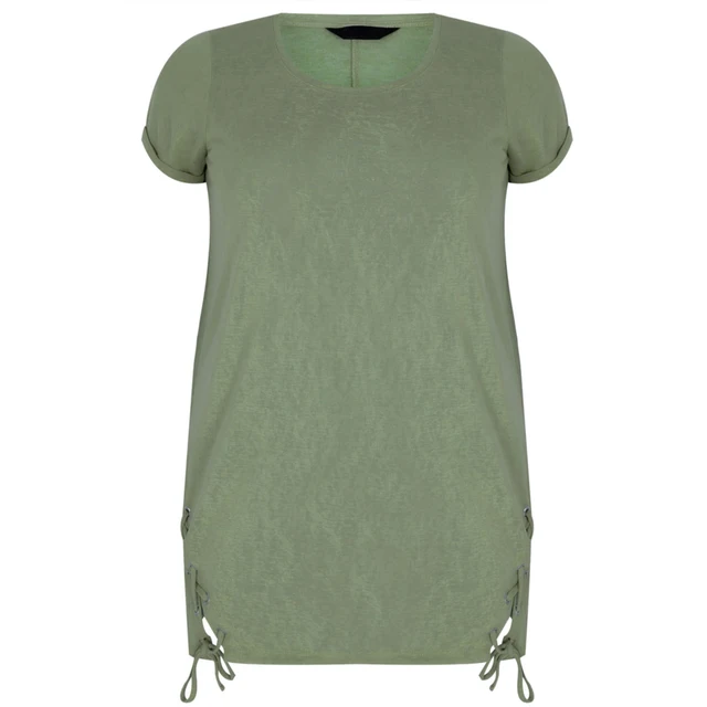 2018 Women Plus Size Solid Hunter Green Tops Round Collar Short Sleeve