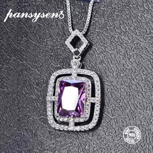 PANSYSEN 8x10 мм Фиолетовый аметист 925 пробы Серебряное ожерелье для женщин 6 цветов Высокое качество тонкая Ювелирная подвеска с цепочкой ожерелье s
