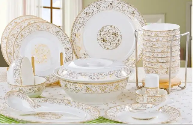 Качественный керамический набор посуды guzhici из 56 предметов, голубой и белый фарфор, тарелка в подарок, микроволновая печь