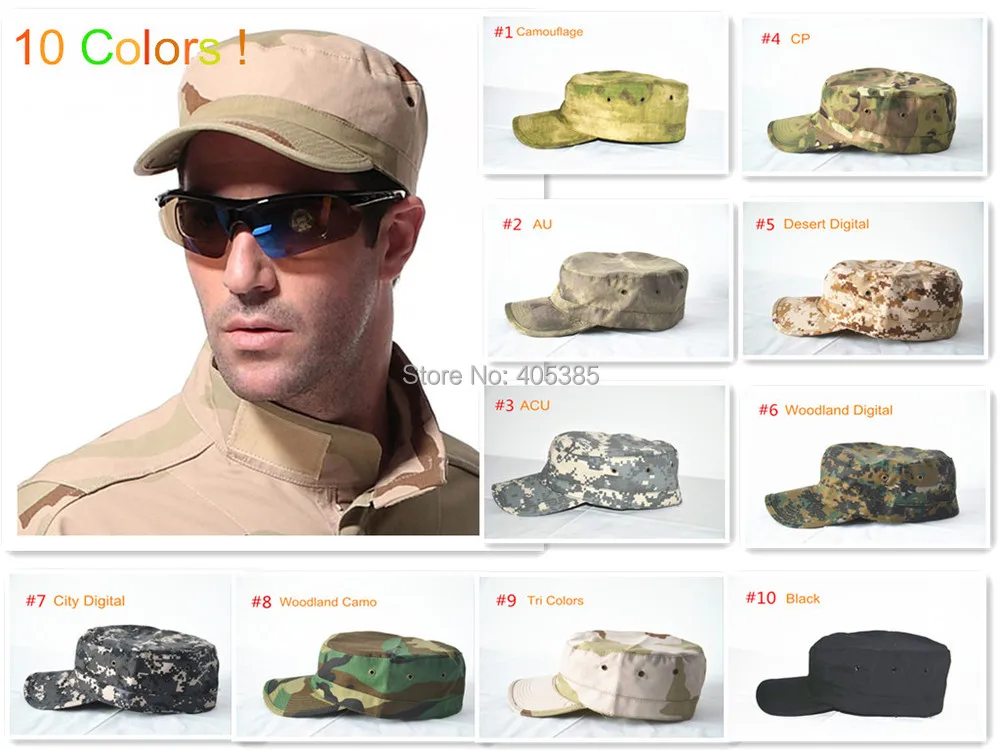 10 цветов камуфляжные шапки для уличных видов спорта Тактическая Военная износостойкая Кепка охотничья шляпа армейская Кепка пустыня цифровая цветная дорожная Кепка